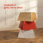 Glitter Christmas Tree Skirt Square 48x48cm | Silver