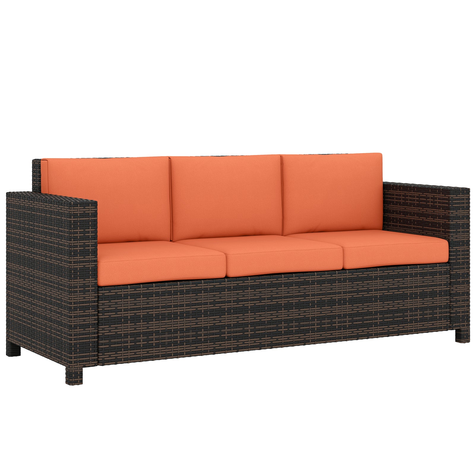 Rattan Wicker 3-seater Sofa Chair Patio Furniture | Orange