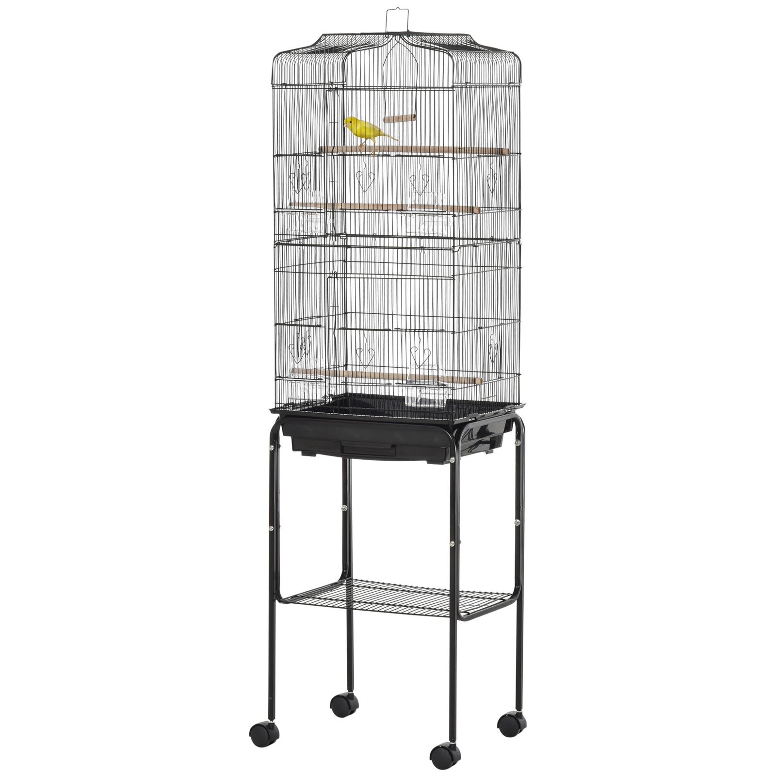 Bird Cage For Budgie Finch Canary Parakeet W/ Stand Sliding Tray | Black