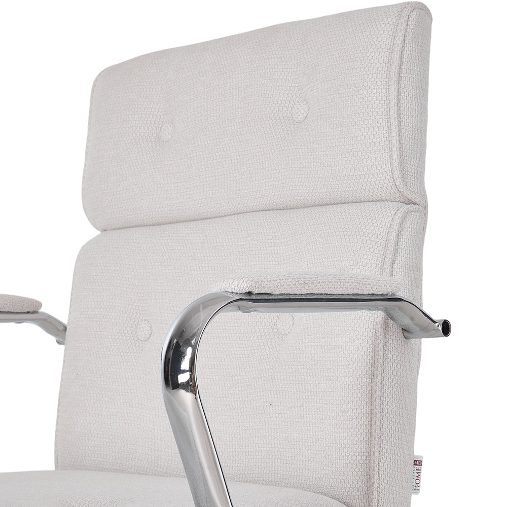 Ergonomic White Chenille Office Chair – Modern Design, 360° Swivel, Adjustable Height, Recline 15°