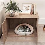 Cat Litter Box Enclosure, Litter Box Furniture With Doors And Hole, Walnut Brown