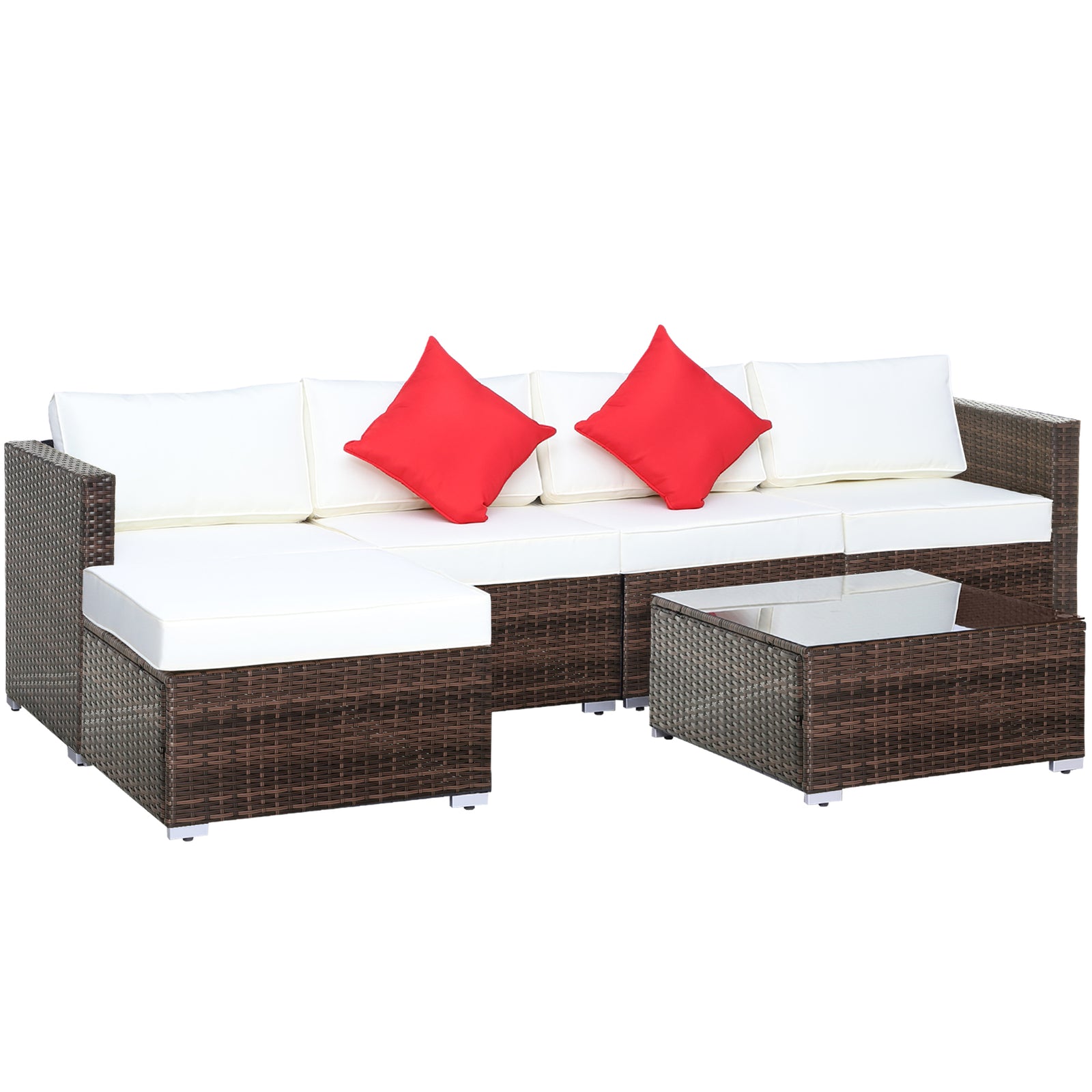 6 Pieces Rattan Furniture Set Garden Sofa Conservatory | Cream