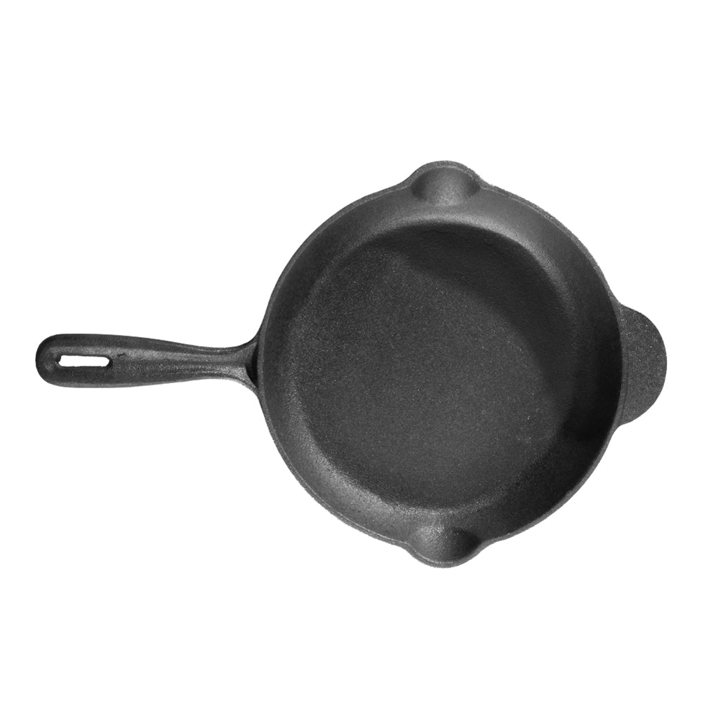 20cm/23cm/26cm Dia Round Cast Iron Skillet Frying Pan With Handle | Small | Black