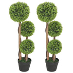 HOMCOM Artificial Plants Boxwood Ball Topiary Trees Set Of 2 Indoor Outdoor