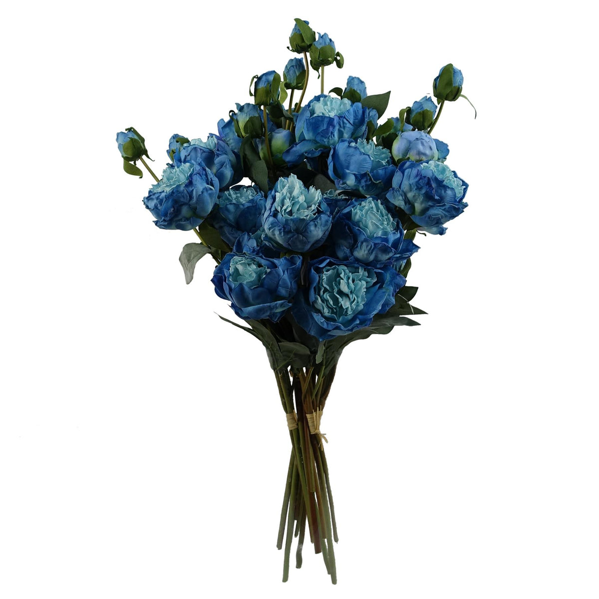 6 X 55cm Blue Peony Artificial Flower Stems 24 Flowers 18 Buds