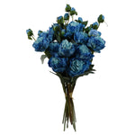 6 X 55cm Blue Peony Artificial Flower Stems - 24 Flowers 18 Buds