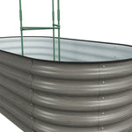 160/240/360cm W X 80cm D X 42cm H Outdoor Galvanized Steel Raised Garden Bed With Trellis | Small | Mixed Grey