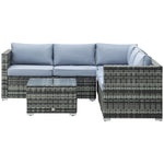 4 Pieces Rattan Set Conversation W/ Table Grey