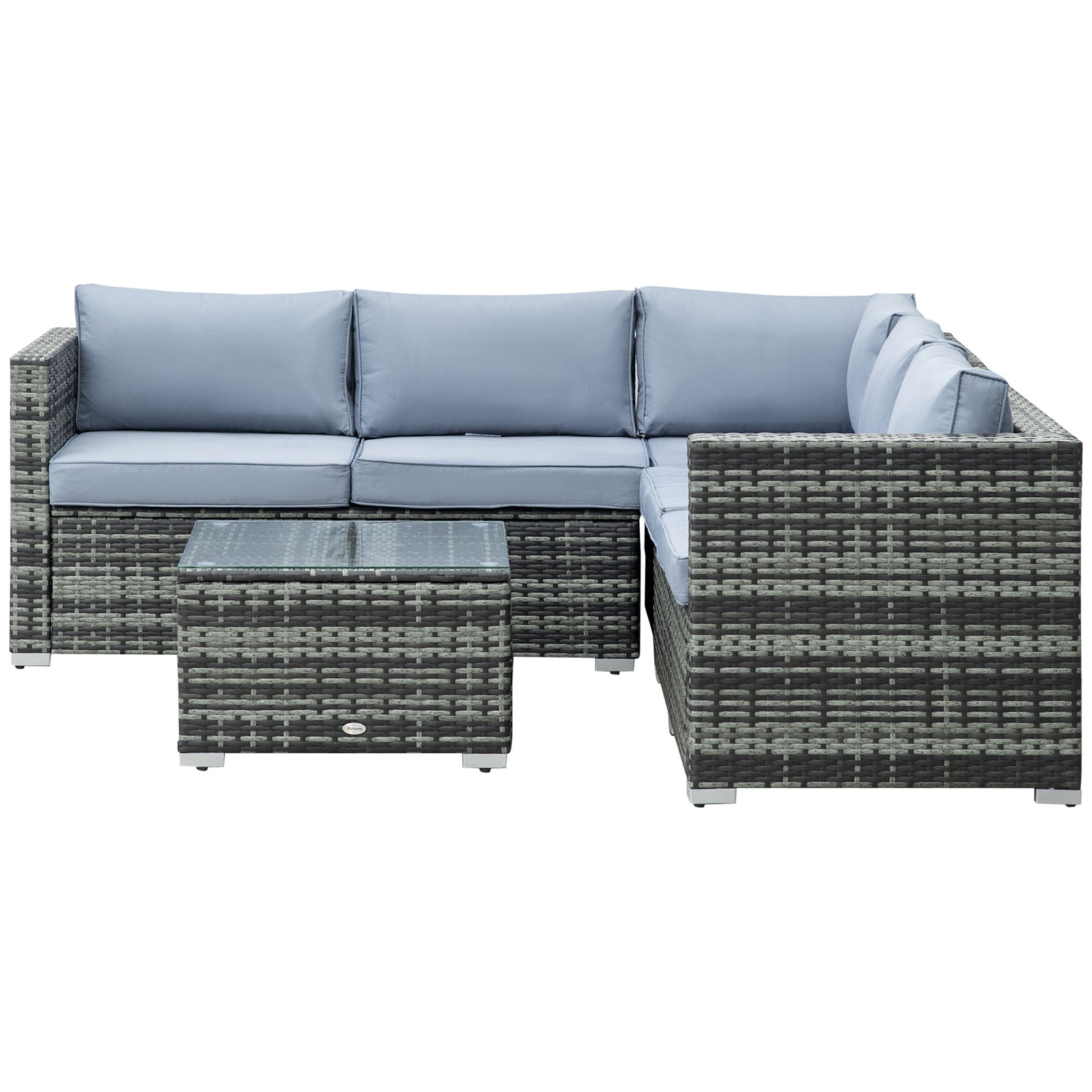 4 Pieces Rattan Set Conversation W/ Table Grey