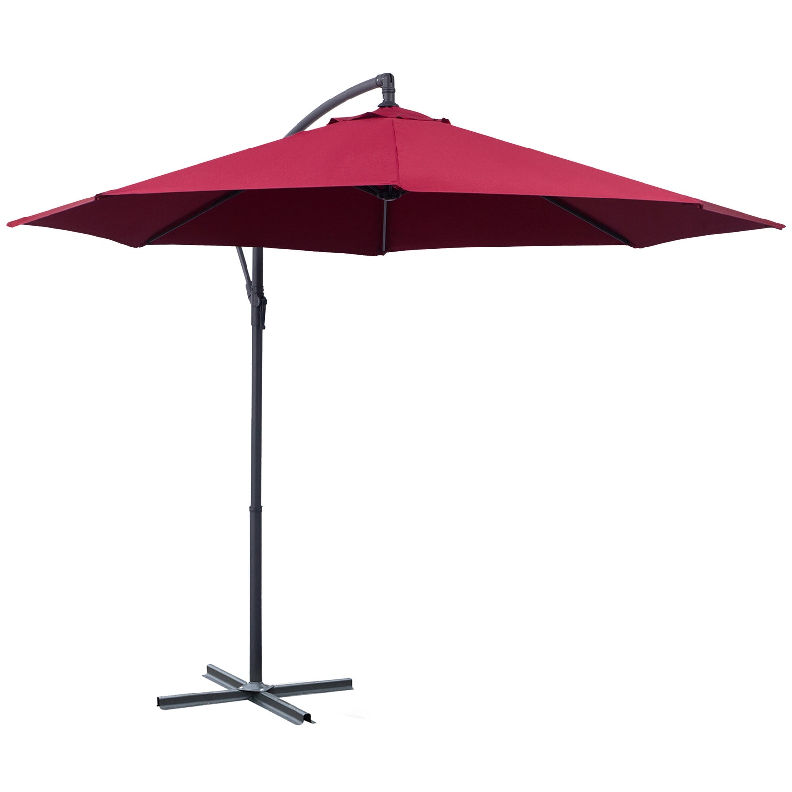 3m Garden Banana Parasol W/ Crank Handle | Red