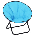 Folding Saucer Moon Chair Oversized Padded Seat Round Oxford | Blue