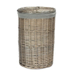 Antique Wash Round Linen Basket With Grey Sage Lining | Small