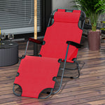 2 In 1 Outdoor Folding Sun Lounger W/adjustable Back, Pillow | Red