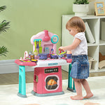 45 Pieces Kids Kitchen W/ Rotating Tables, Light, Sound, Spray