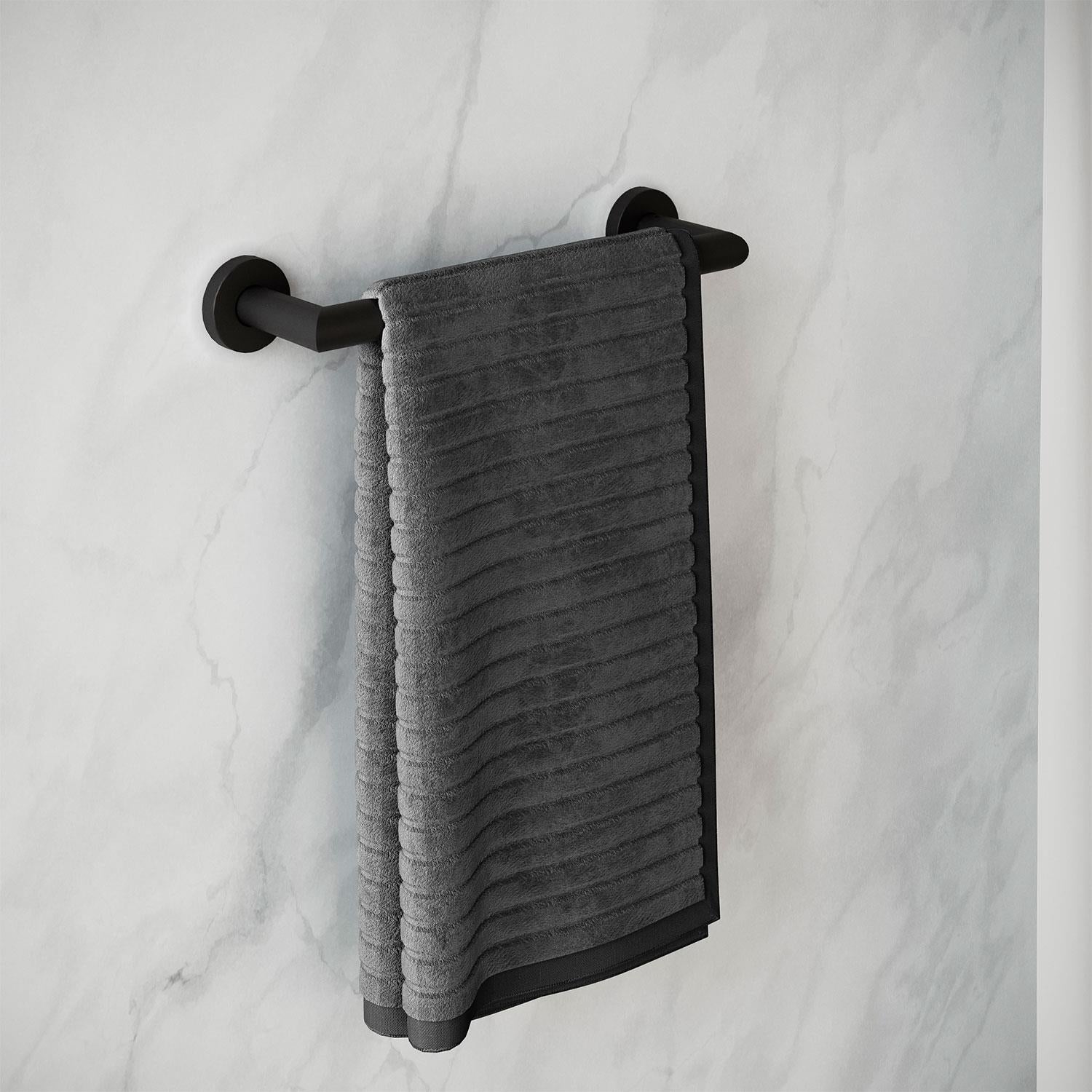 Towel Rail, Black Matt, Wall-mounted, 30 Cm. Collection Kubic