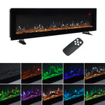 40/50/60-inch Electric Fireplace, Wall Mounted Or Freestanding, Tempered Glass Panel, 12 Flame Colors, 5 Brightness Levels, Timer & Remote Control | Small | Black