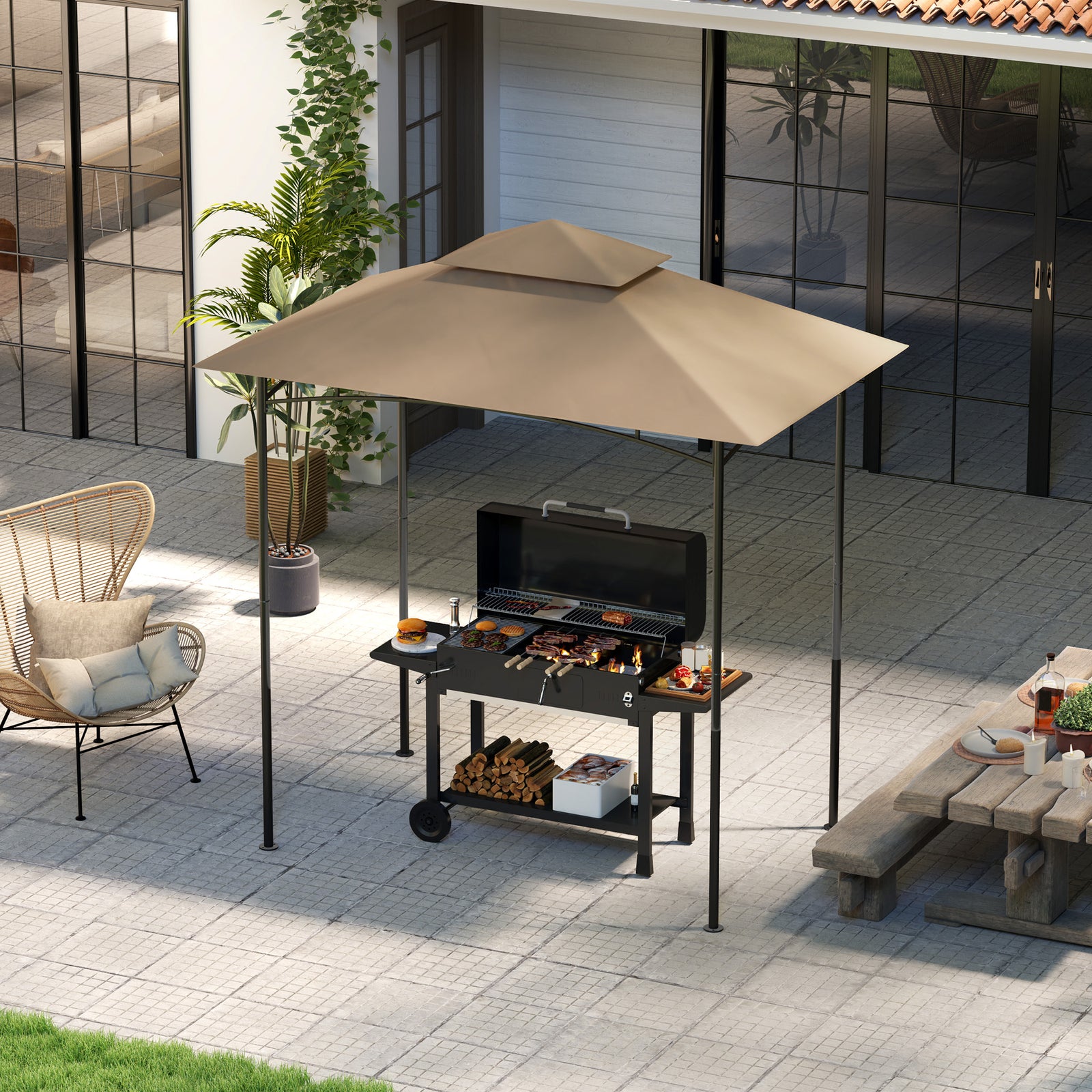 Grill Gazebo Cover Roof Replacement For 1.5 X 2.4m Frame | Khaki