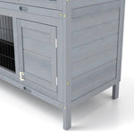 Rabbit Hutch For Two Rabbits Outdoor Guinea Pig Cage W/ Removable Trays, Grey