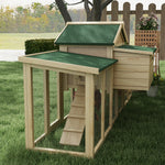 Pawhut Wood Chicken Coop Hens Cage Poultry House With Nesting Boxes Run