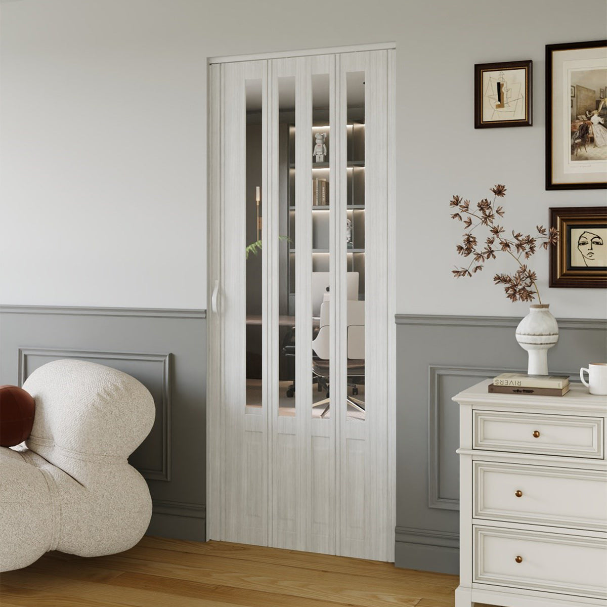 Breeins Magnetic Sliding Pvc Concertina Folding Door With Solid Bottom