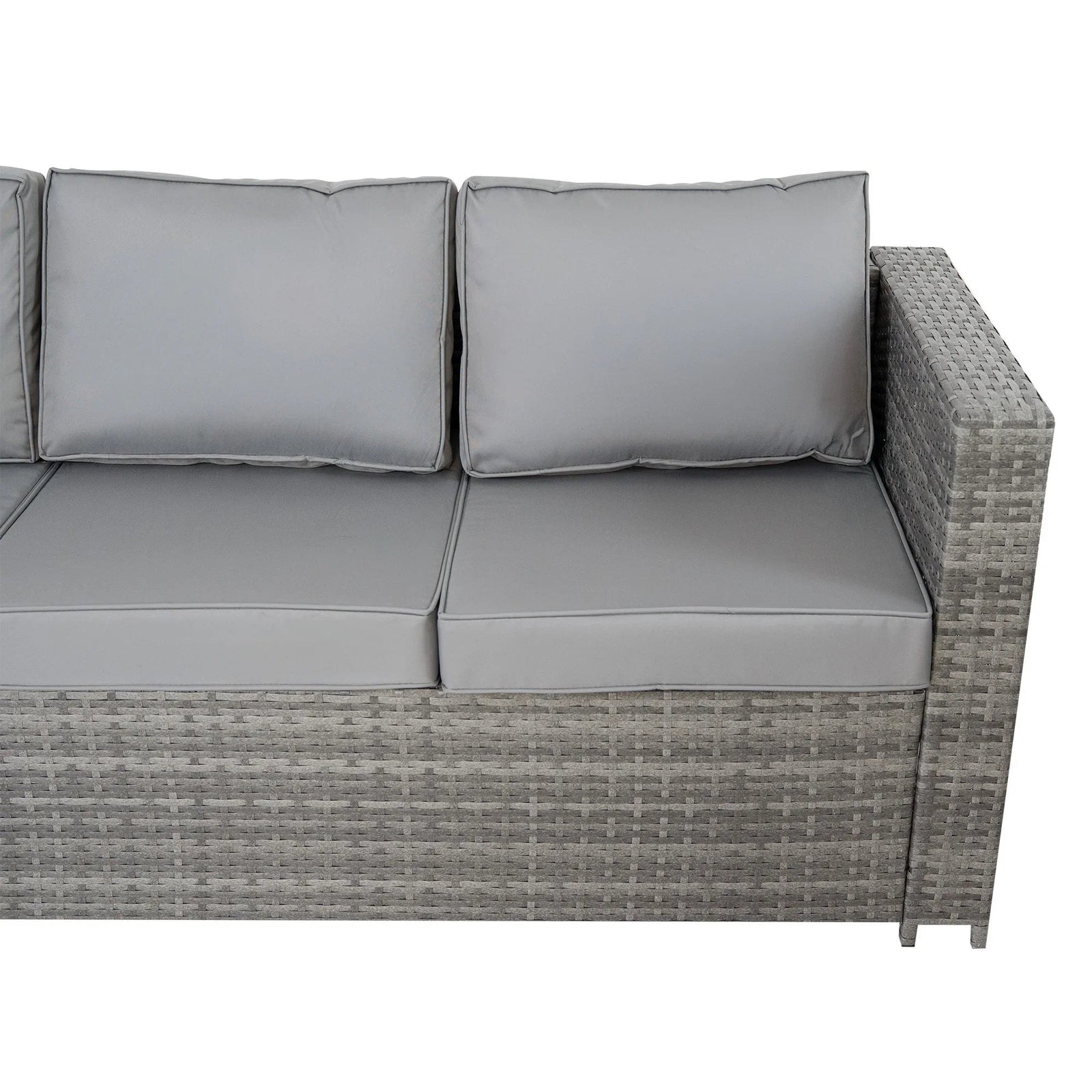 8 Seater Rattan Furniture Set With Firepit | Grey