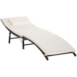 Folding Rattan Sun Lounger W/ Cushion | Cream