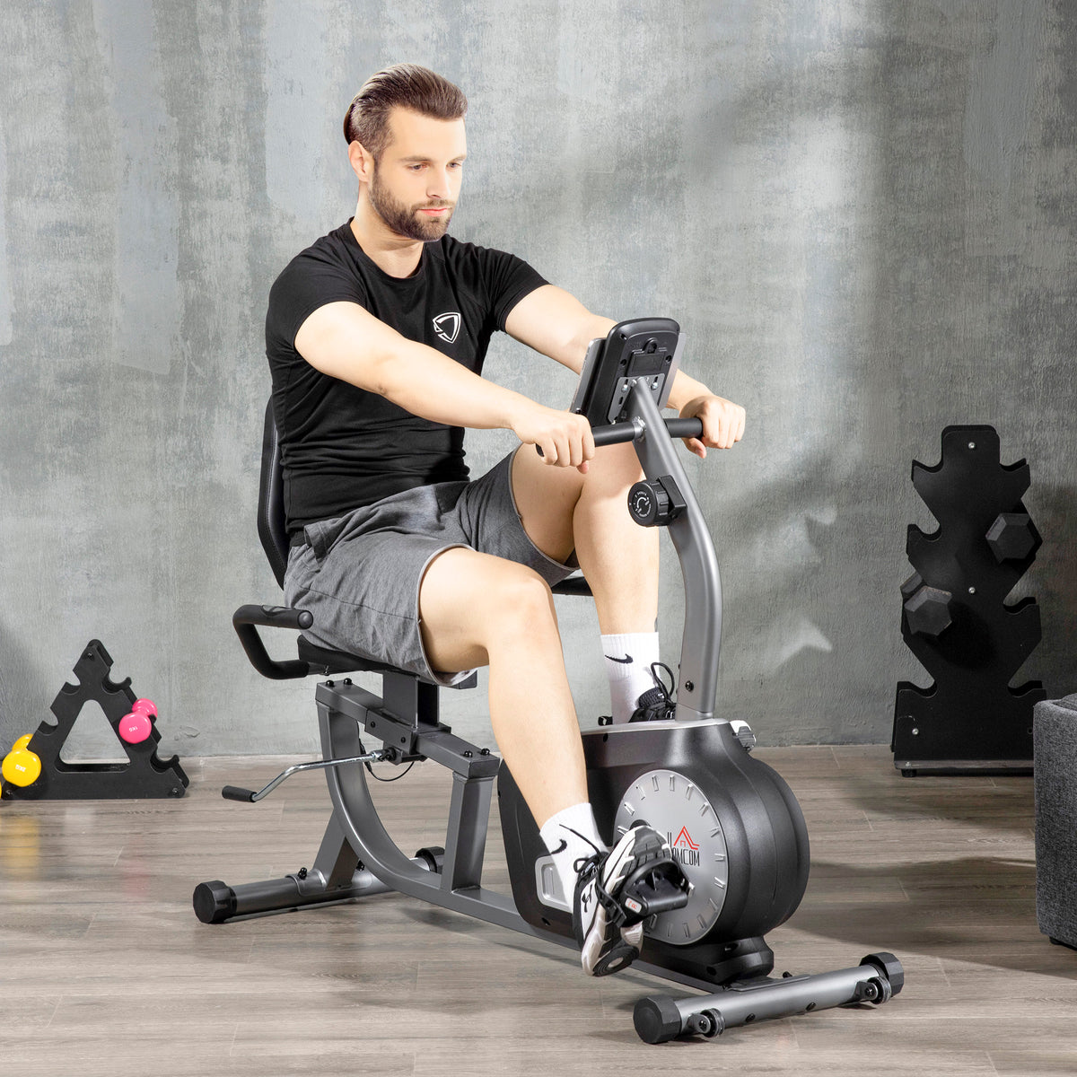 HOMCOM Exercise Bike With Lcd Display, Quiet 8-level Magnetic Resistance