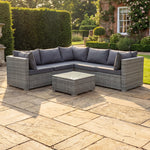 Oliena Modular Rattan L-shaped Corner Garden Furniture | 4 Piece | Grey
