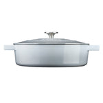 Cast Iron Casserole Set Of 2 26cm & 28cm / 4.3l & 5.8l Dishes Oven Proof Enamelled Cast Iron Pans With Lids | Gray