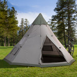 6 Man Tent Metal Poles Water-resistant Walls Windows Door | Gray