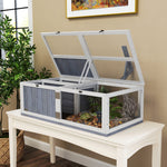 Pawhut Wooden Tortoise House With Lamp Holder, Clear Observation Windows