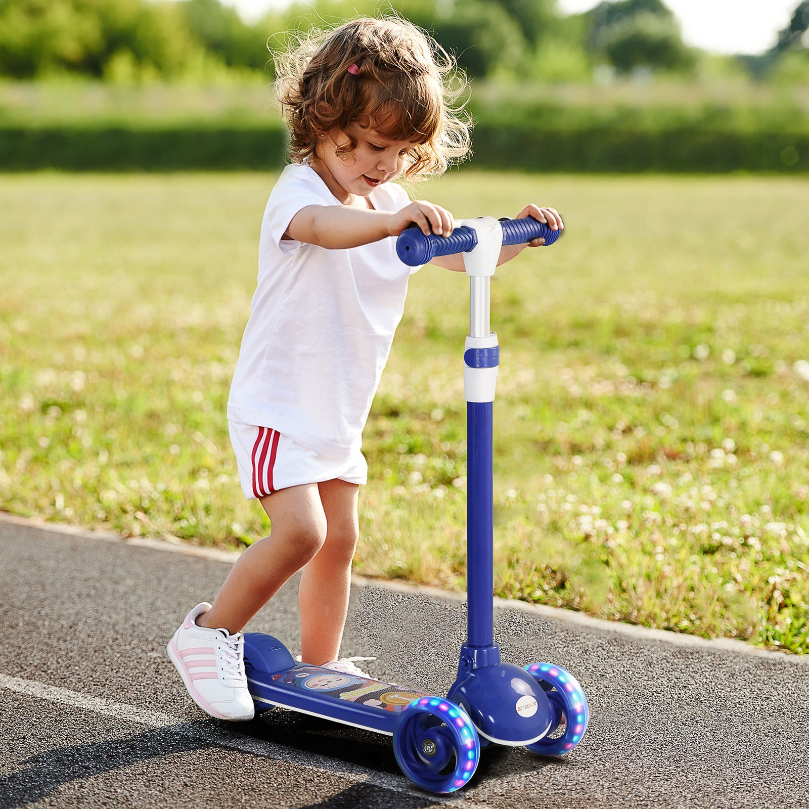 Kids 3 Wheel Scooter For 2-6 Years Old W/ Adjustable Height | Blue