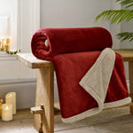 Hazelwood Ultra-soft Flannel & Sherpa Fleece Throw Blanket – 130 X 170cm | 130cm x 170cm | Wine