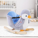 Animal Baby Rocking Horse Penguin Plush Musical Button W/32 Songs Wood