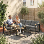 Outsunny 4 Piece Garden Furniture Set With Cushions Coffee Table, Grey