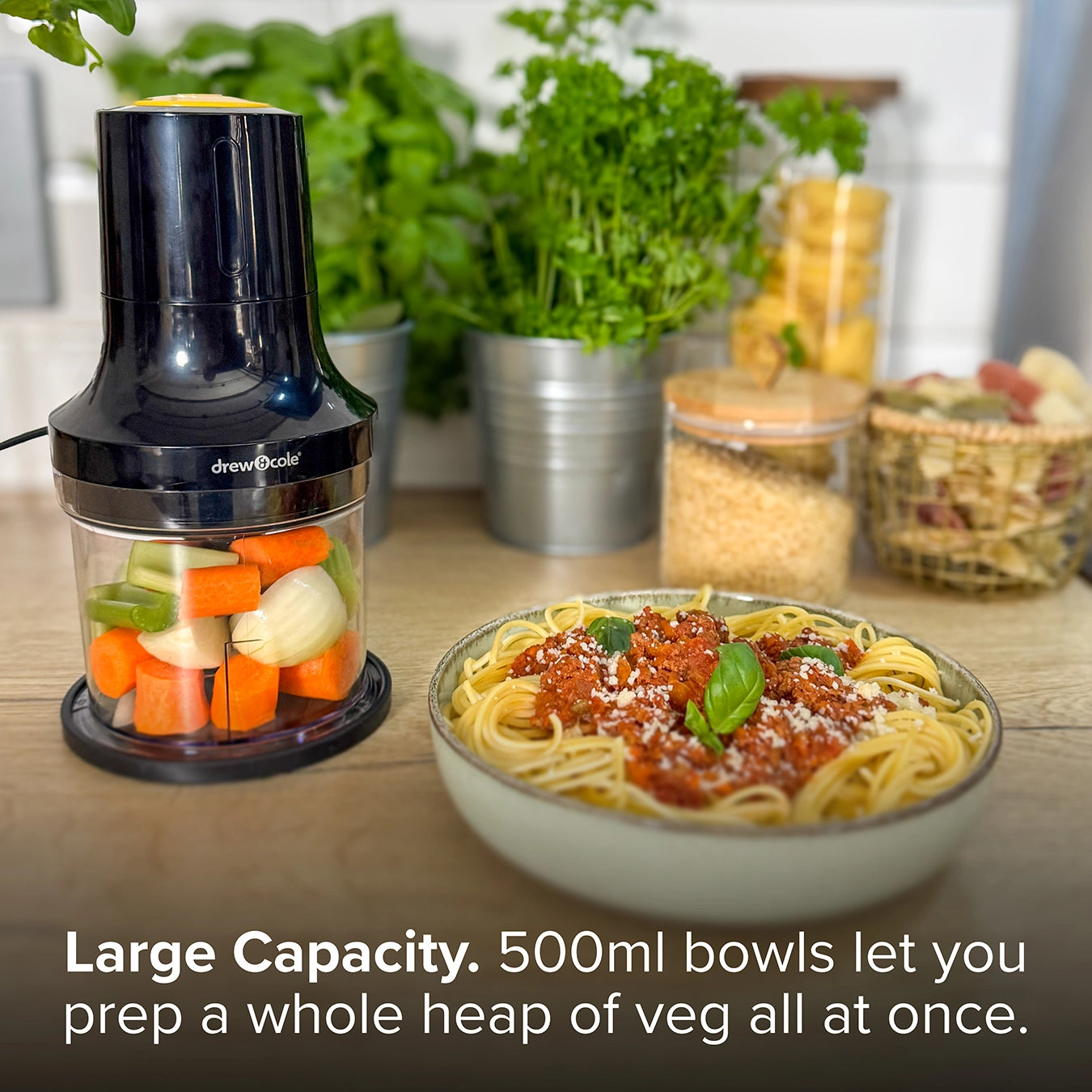 Drew&Cole 5 Second Clever Chop - 3 In 1 Chopper, Dicer & Puree Maker