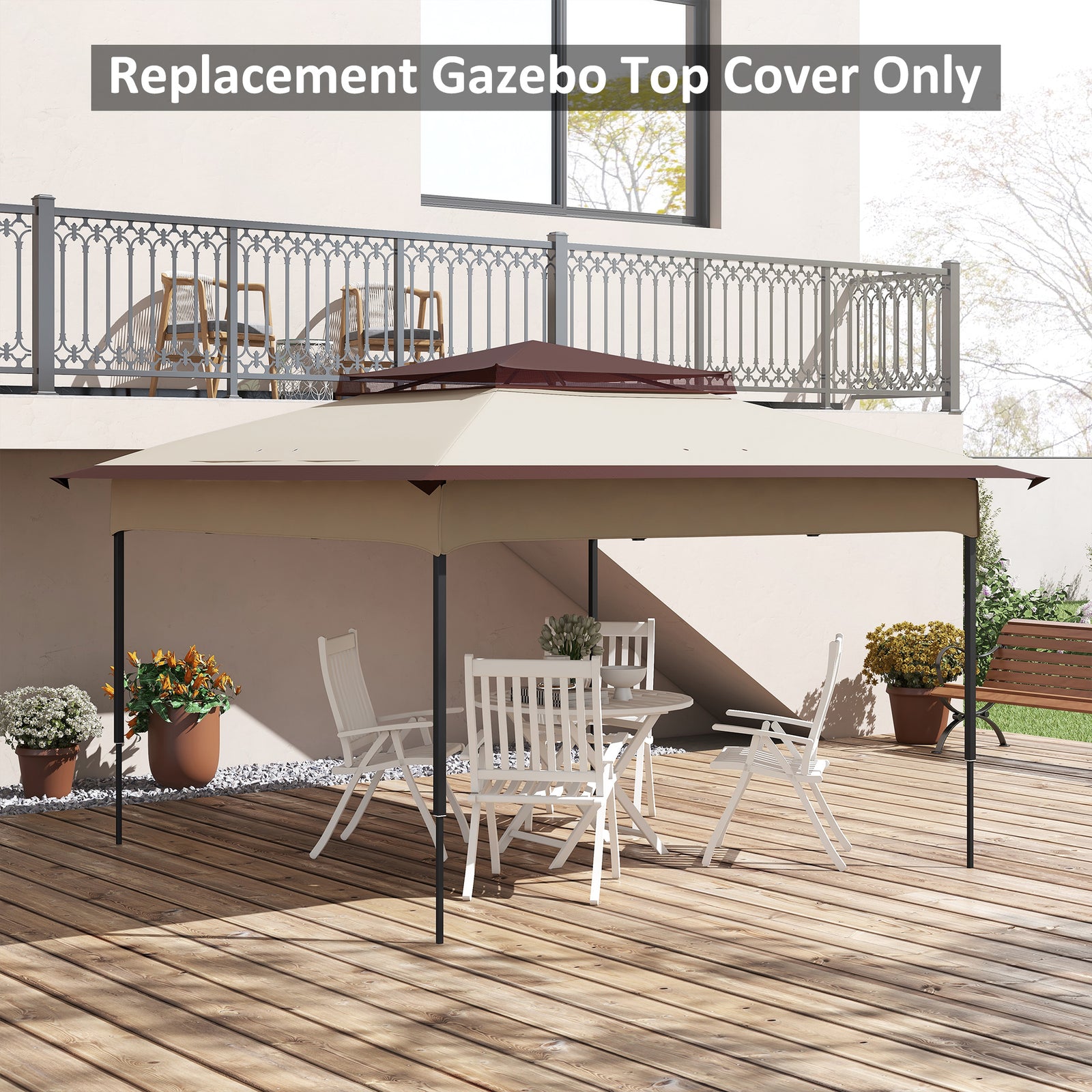 2-tier Gazebo Cover Replacement, 30+ Uv Protection | Beige