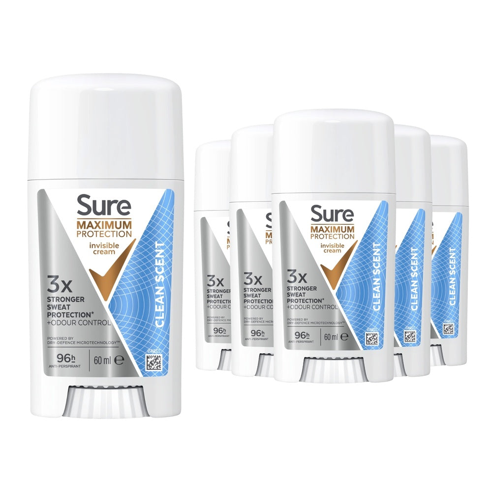 Women Maximum Protection Anti-perspirant Cream, Clean Scent, 60ml | Set-of-6