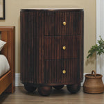 Curved Fluted 3-drawer Bedside