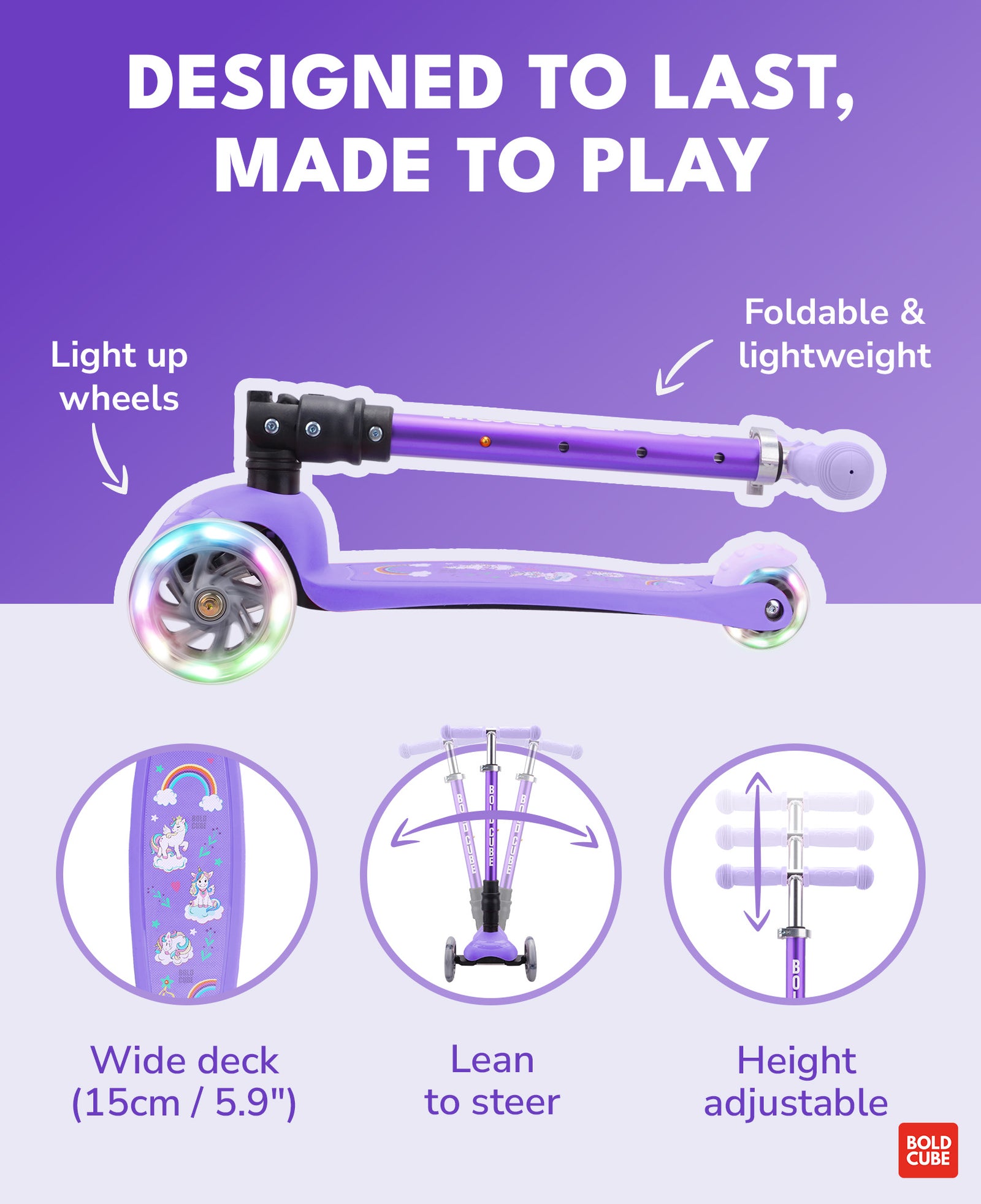 Teeny Fold 3 Wheel Scooter | Unicorn