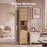 Bathroom Storage Cabinet Hallway Tall Cupboard Adjustable Shelf Oak