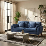 2-seater Chenille Upholstered Sofa With Pillows | Blue