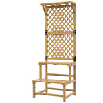 2 Tier Wooden Plant Stand With Trellis, Garden Bed | Yellow