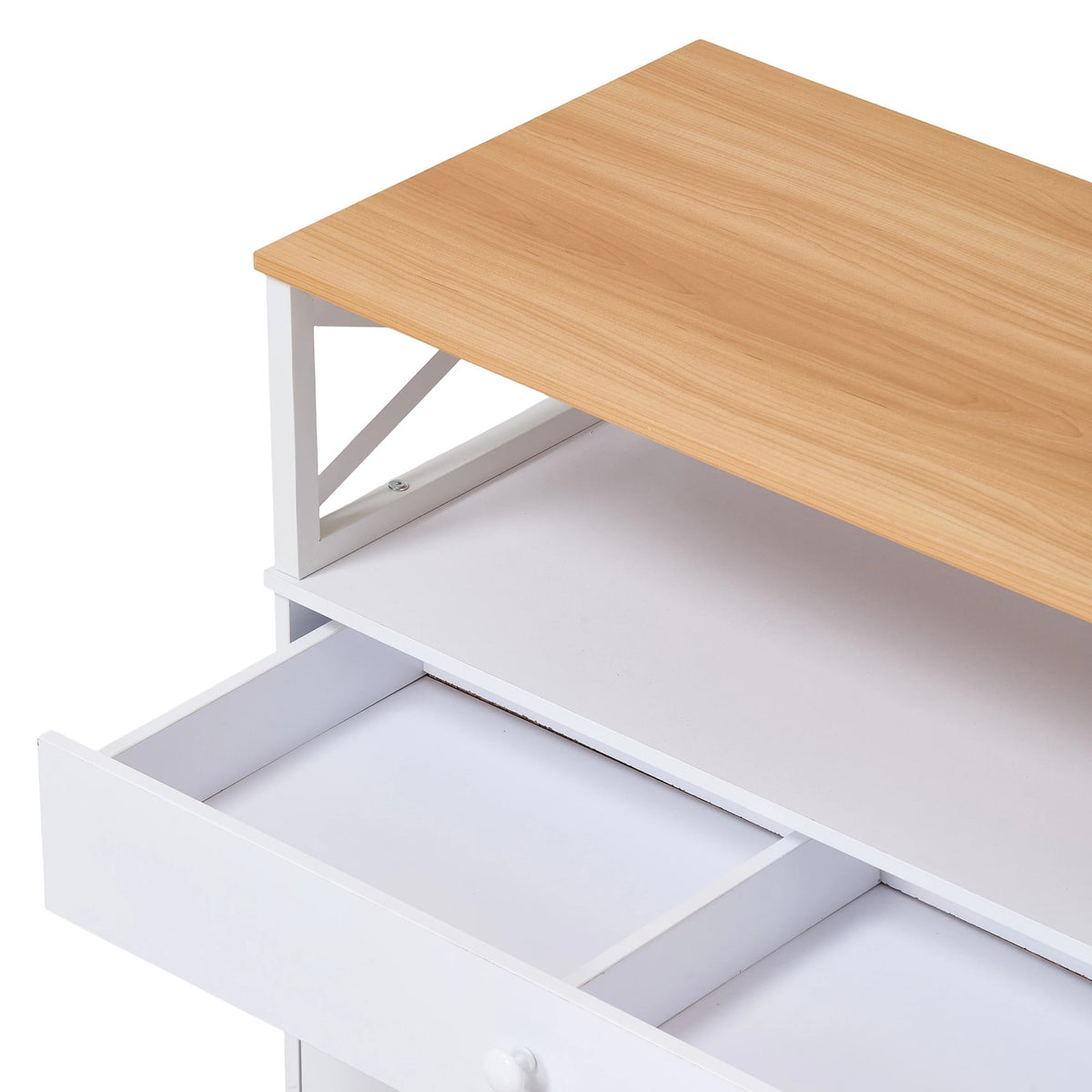 Breeins Modern White Sideboard With Open Shelf, 1 Drawer & 2-door Cabinet