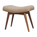 Solid Wood Boucle Cream Curved Bench
