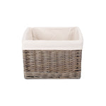 Wicker Square Antique Wash Lined Storage Basket | Large | White