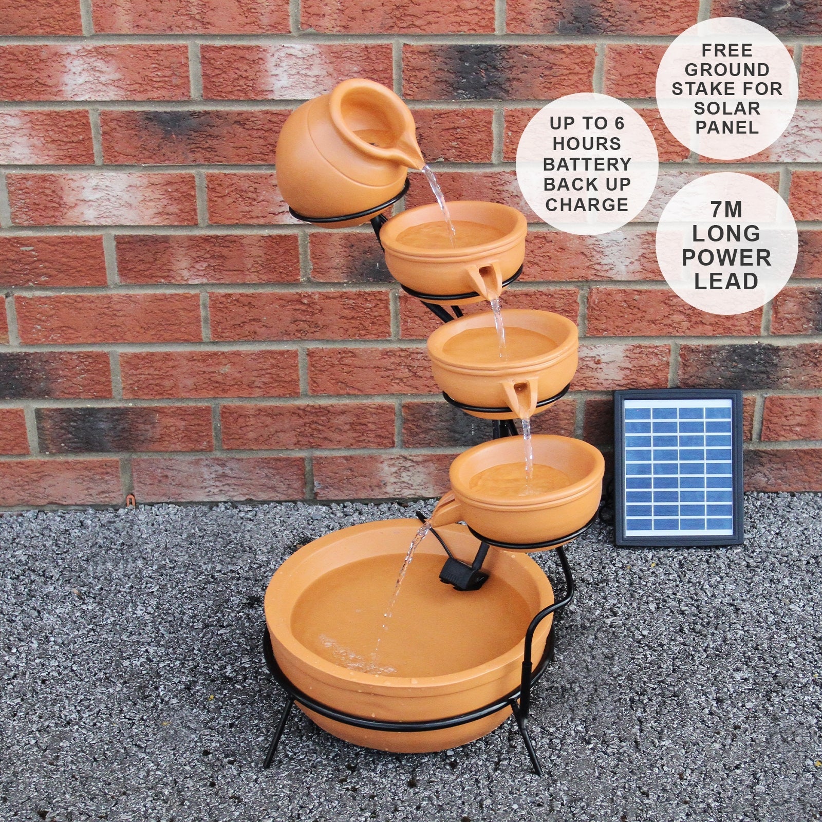 4 Tier Spilling Bowls Water Feature | Terracotta