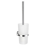 Chrome Wall Mounted Toilet Brush And Frosted Glass Container | Polished Chrome