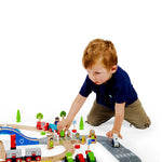 Wooden City Road and Railway Set - 105 Pieces