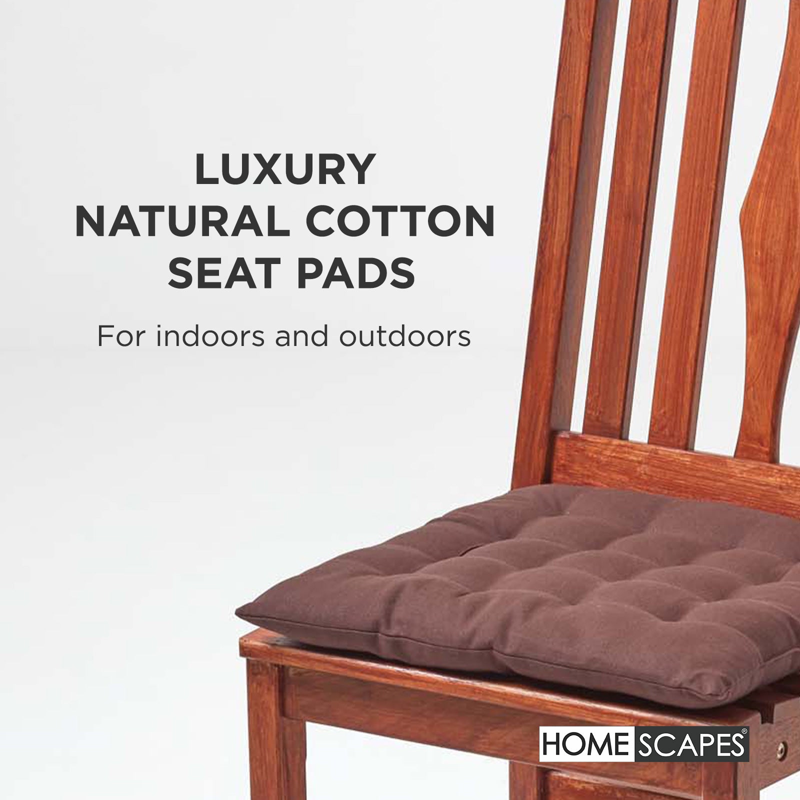 100% Cotton Seat Pads Plain Chair Cushions For Dining Room, Kitchen, Or Outdoor Garden Use | Set-of-1 | Chocolate